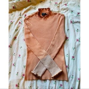 ‘Soaked In Luxury’ Sparkly Lettuce Edge Mock-Neck